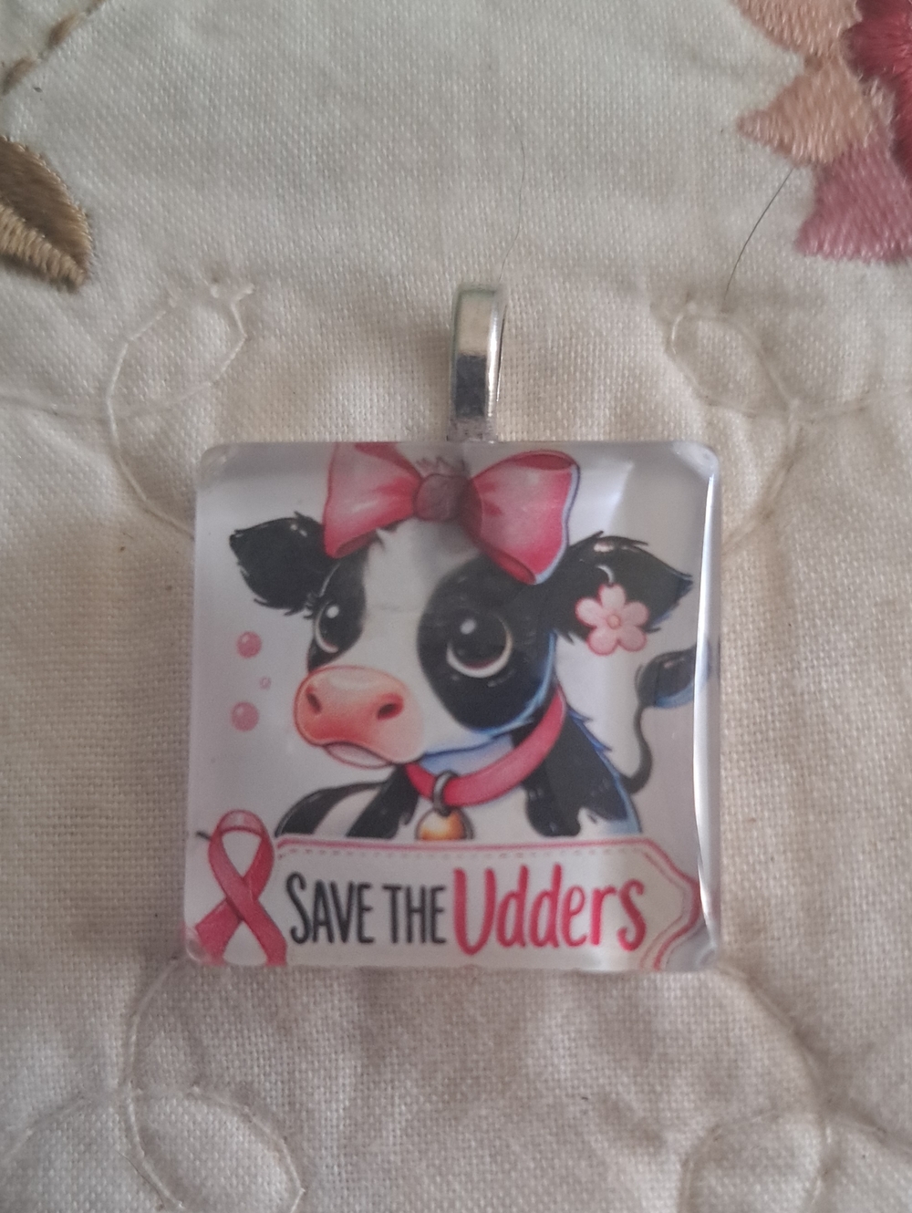 Save The Udders Pink Cow Charm Pendant for Kids